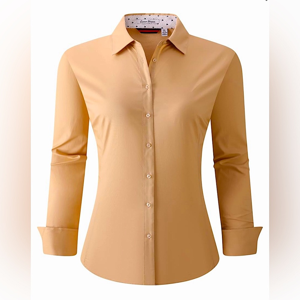 Alex Vando Womens Long Sleeve Dress Shirt - Khaki